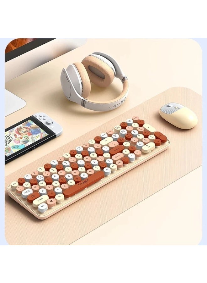 T-WOLF TF350 Wireless Keyboard and Mouse Set for Girls Colorful Cross border Keyboard and Mouse ( BEACH color ) - Image 2